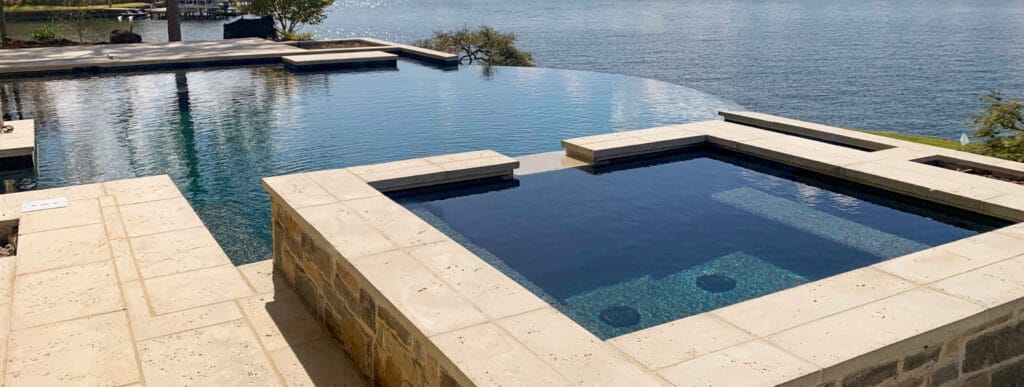 Tuscaloosa backyard with gunite pool & spa.