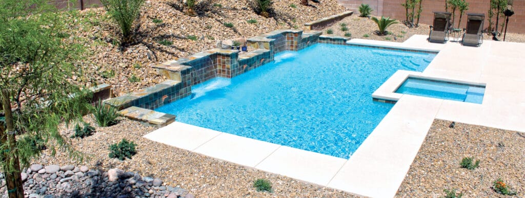 Inground pool in Las Vegas backyard.