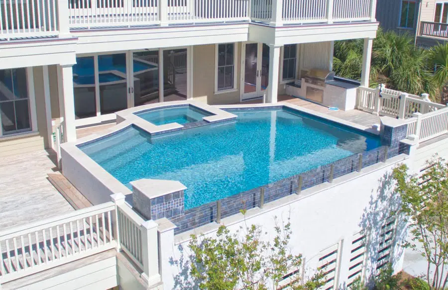 Hilton Head custom pool built on elevated deck.