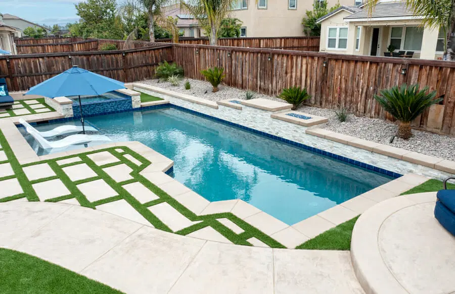 Geometric=shape gunite pool in San Diego.
