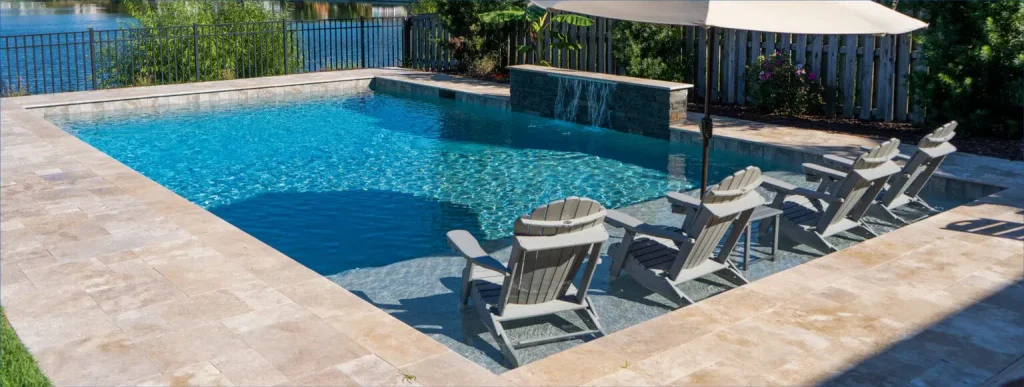 Rectangle pool with tanning ledge in Daytona Beach.