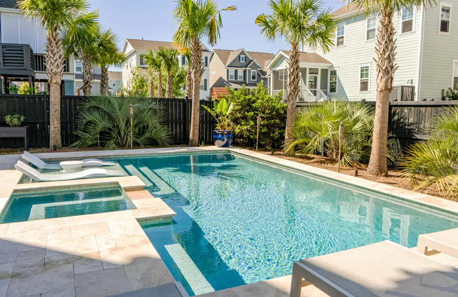 Inground pool in Greenville built by Blue Haven Pools.