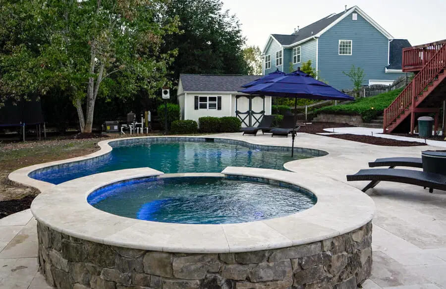 Curvy swimming pool in Greenville, South Carolina.