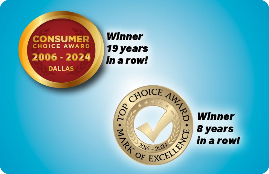 Consumer's Choice Award for 19 years and Top Choice Award for 8 years.