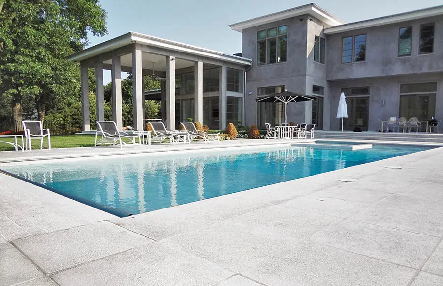 Rectangle inground pool in Fairfiled home.
