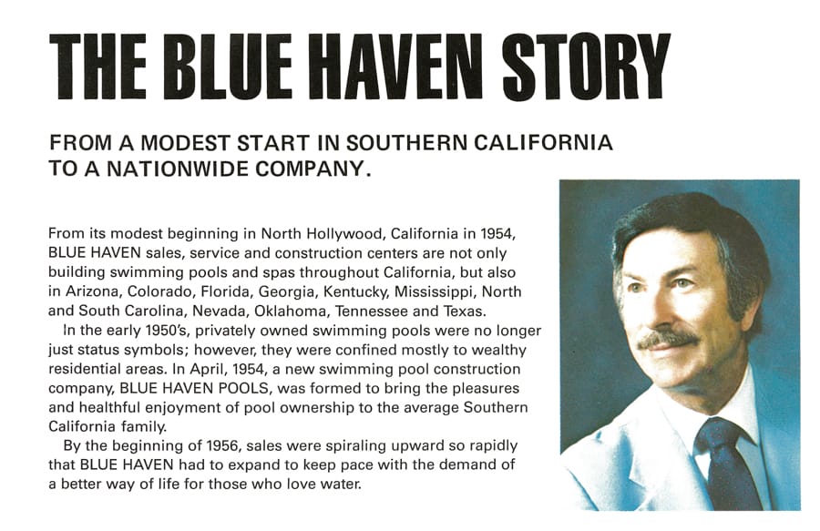 Retro article called the Blue Haven story with 1970s-era photograph of former company president.