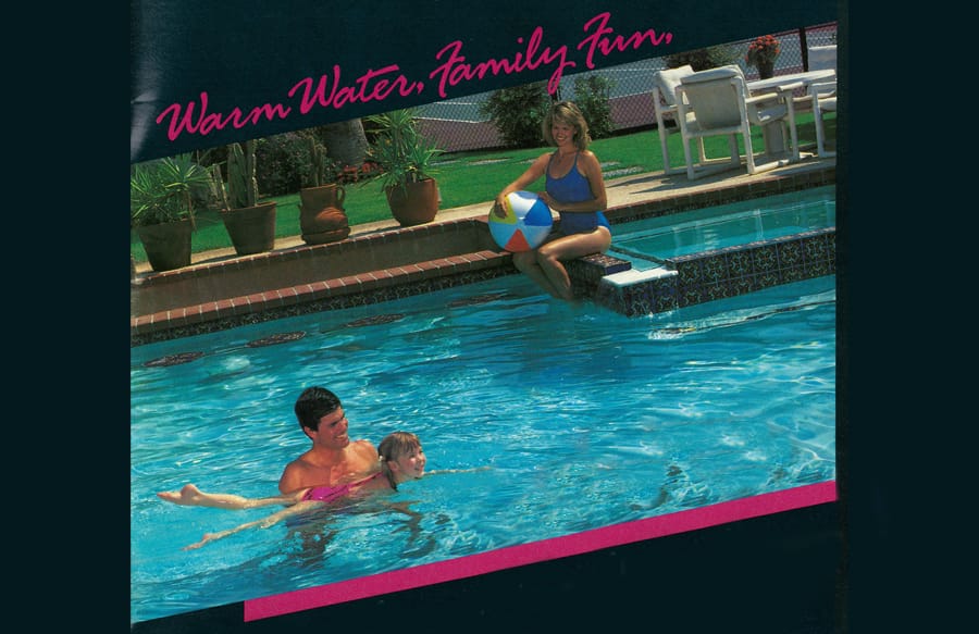 Cover of 1980s era Blue Haven Pools brochure.