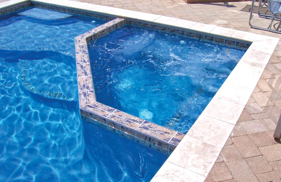 A hydroptherapy spa on a gunite pool.