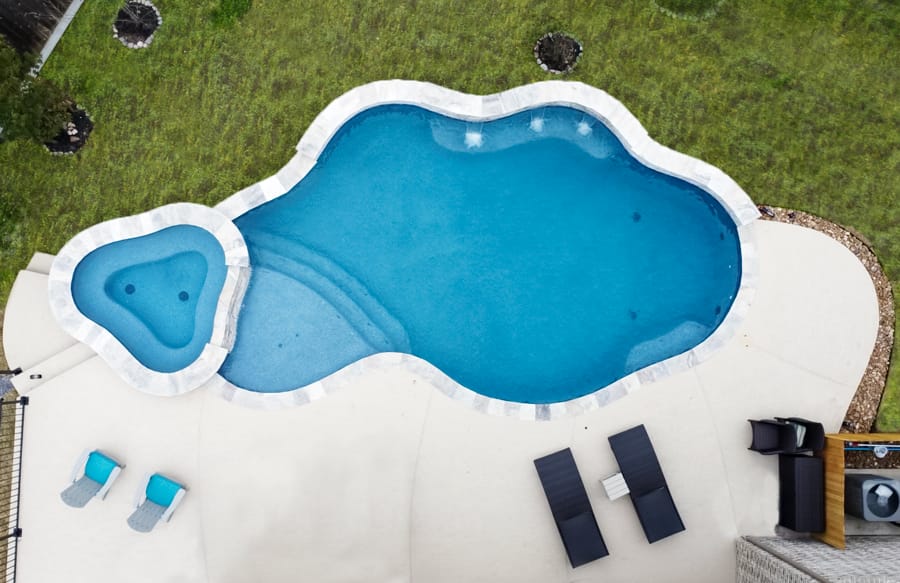 Overhead view of an inground pool in Bryan.
